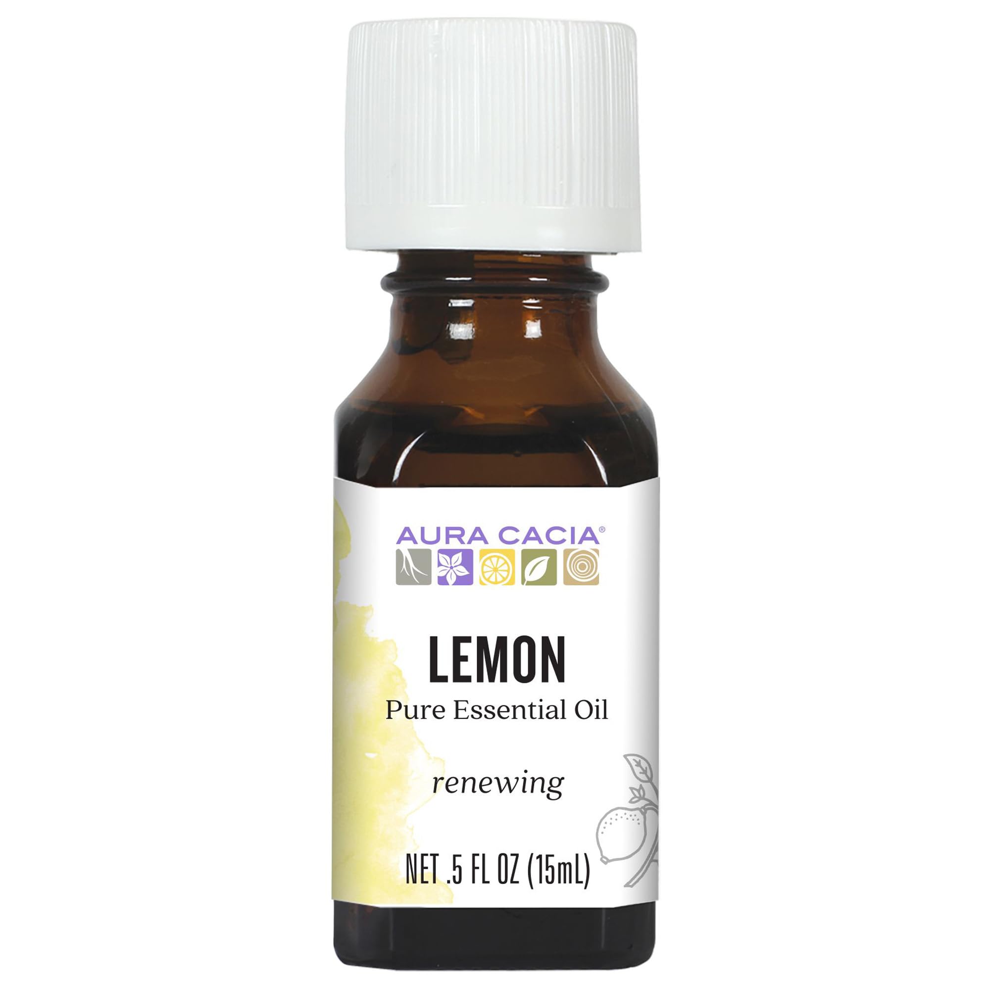 Aura Cacia Lemon Essential Oil, Citrus Limon Oil, Bright Aromatherapy for Diffusers, Room Sprays, Skincare, Custom Blends | 0.5 Fl Oz (Pack of 1)