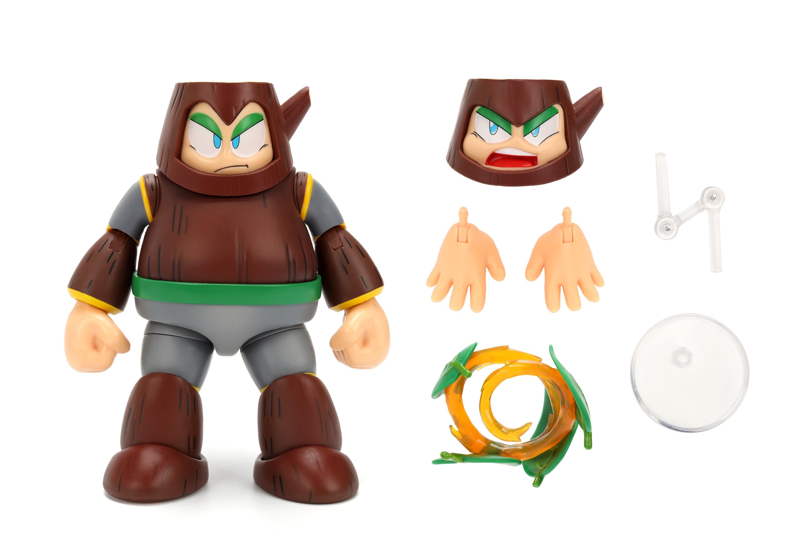 Jada Mega Man Wave 3 Wood Man Action Figure Toys – 1:12 Deluxe Scale – 6" Tall, Fully Articulated, Collector Packaging